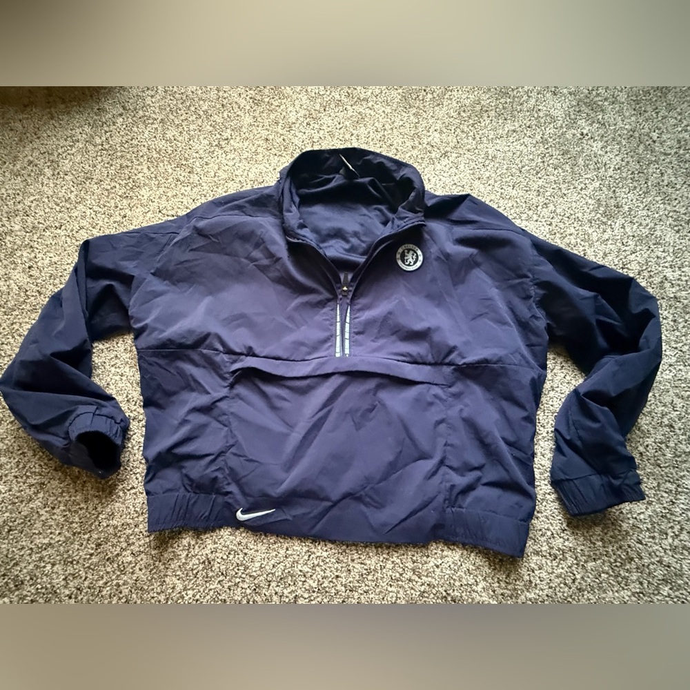 Nike Chelsea FC Soccer Windbreaker Medium Navy Blue Jacket Futbol